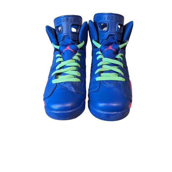 Jordan 6 Retro Elec Blue Hot Pink Neon Green Laces Sz 5.5Y - Picture 1 of 5